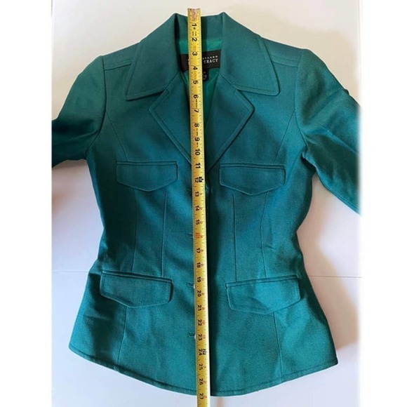 linda Allard Ellen Tracy Green Blazer Size 2 petite - Picture 9 of 11